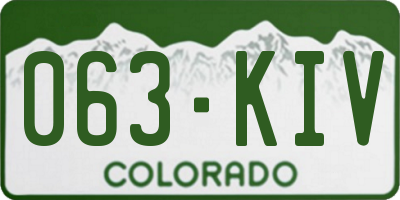 CO license plate 063KIV