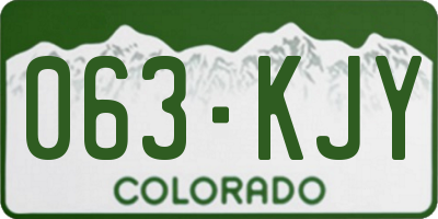 CO license plate 063KJY