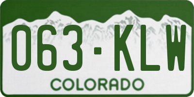 CO license plate 063KLW