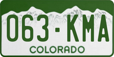CO license plate 063KMA