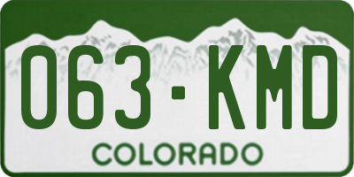 CO license plate 063KMD