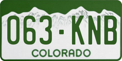 CO license plate 063KNB