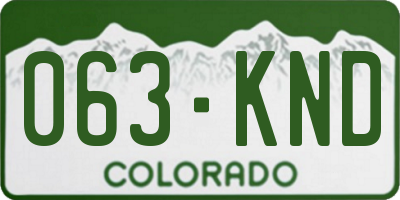 CO license plate 063KND