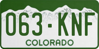 CO license plate 063KNF