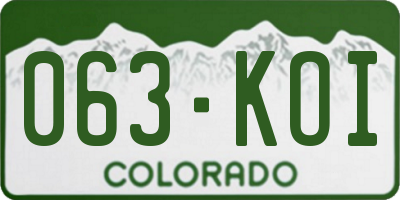 CO license plate 063KOI