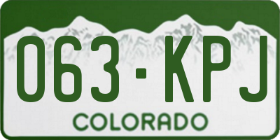 CO license plate 063KPJ