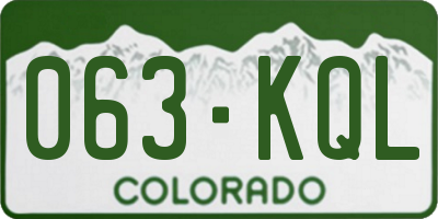CO license plate 063KQL