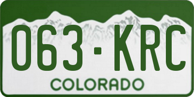 CO license plate 063KRC