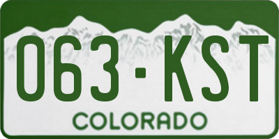 CO license plate 063KST