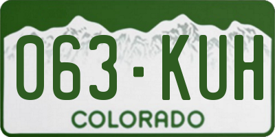CO license plate 063KUH
