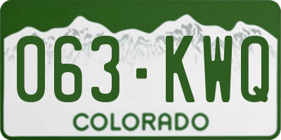 CO license plate 063KWQ