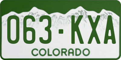 CO license plate 063KXA