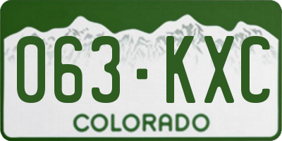 CO license plate 063KXC