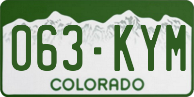 CO license plate 063KYM