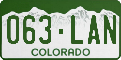 CO license plate 063LAN