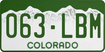 CO license plate 063LBM