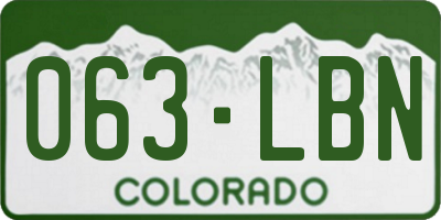 CO license plate 063LBN