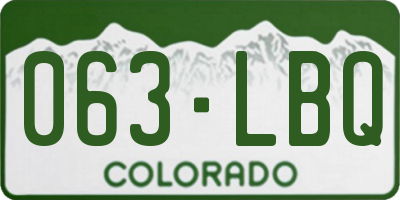 CO license plate 063LBQ