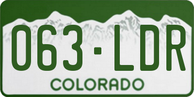 CO license plate 063LDR