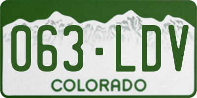 CO license plate 063LDV
