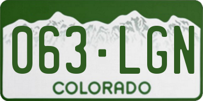 CO license plate 063LGN