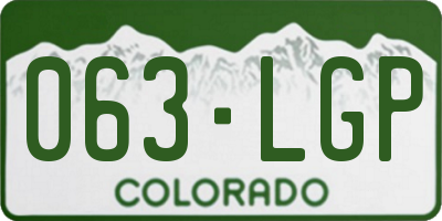 CO license plate 063LGP