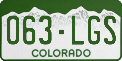 CO license plate 063LGS