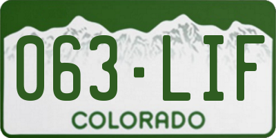 CO license plate 063LIF