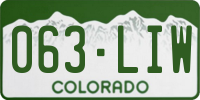 CO license plate 063LIW