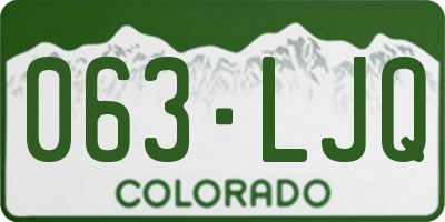 CO license plate 063LJQ