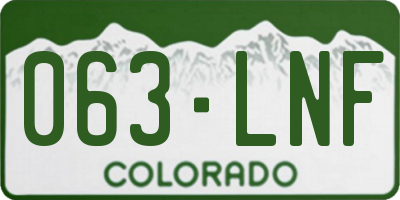 CO license plate 063LNF
