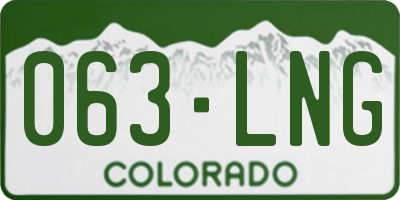 CO license plate 063LNG