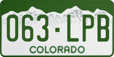 CO license plate 063LPB