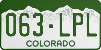 CO license plate 063LPL