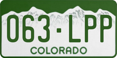 CO license plate 063LPP