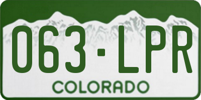 CO license plate 063LPR
