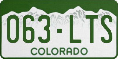 CO license plate 063LTS