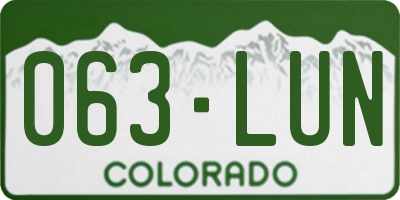 CO license plate 063LUN