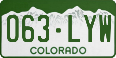 CO license plate 063LYW