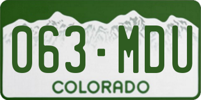 CO license plate 063MDU