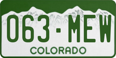 CO license plate 063MEW