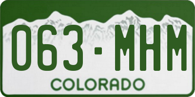 CO license plate 063MHM
