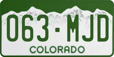 CO license plate 063MJD