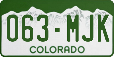 CO license plate 063MJK