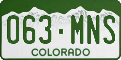 CO license plate 063MNS
