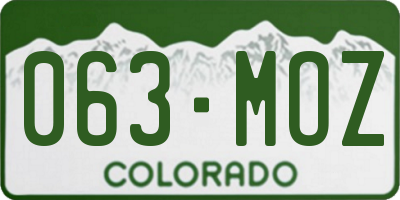 CO license plate 063MOZ