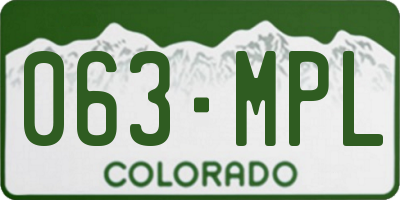 CO license plate 063MPL