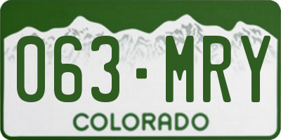 CO license plate 063MRY