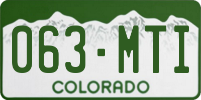 CO license plate 063MTI