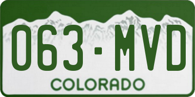 CO license plate 063MVD